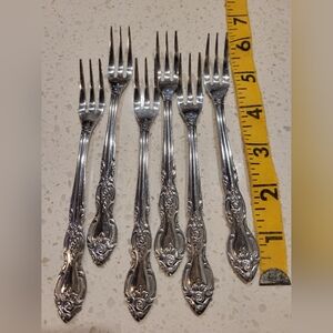 Vintage Elegant SS Cocktail Fork Set of Six